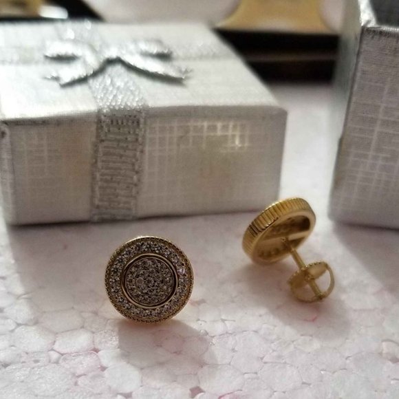 925 STERLING SILVER CZ DIAMOND GOLD FINISH… - Picture 1 of 5